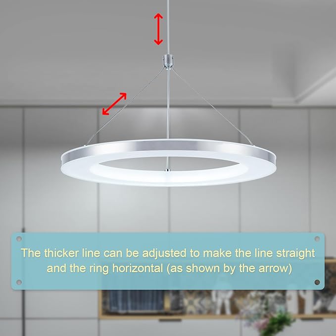 CHYING 3 Pack LED Modern Pendant Lights Kitchen Island, 11.8" 15W Cool White Ring Chandelier, Adjustable Height Silver Hanging Pendant Ceiling Light for Dining Room Bedroom Hallway Entryway, 6500K