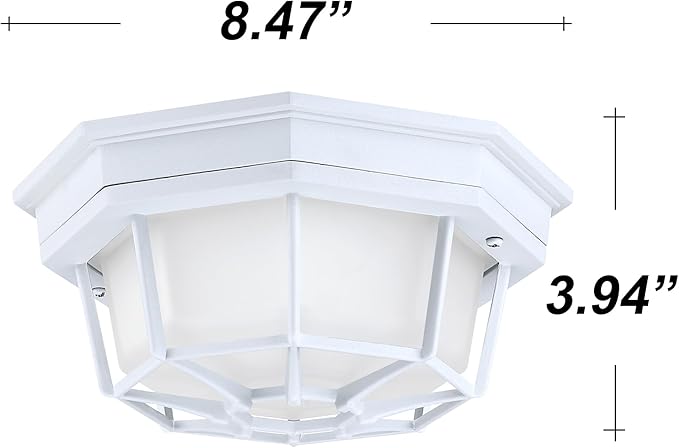 2 Pack 8.5” Octagonal LED Flush Mount Ceiling Light 2700K 3000K 3500K 4000K 5000K White Hallway Lights Exterior Dome Light for House White LED Ceiling Lamp,Aluminum Alloy,Glass,14W,120V,750lm-1000Lm