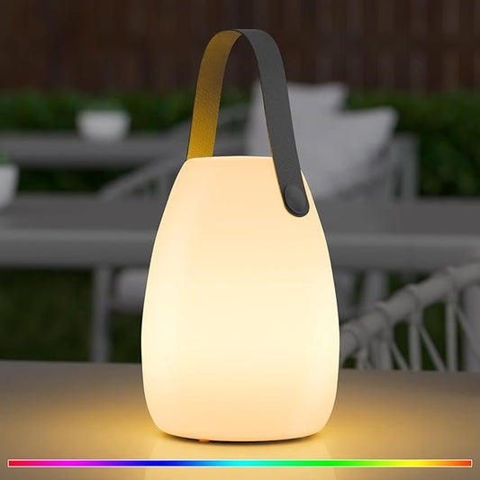 uuffoo Rechargeable Portable Table Lamp, Cordless RGB Lantern with Remote, Decorative LED Night Light, IP44 Waterproof Indoor Outdoor Lamp for Bedroom Patio Garden Wedding Party