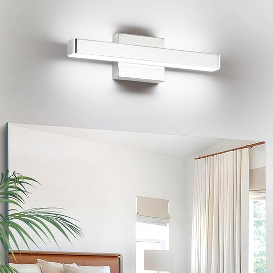 LED Modern Bathroom Vanity Light Fixtures (16-Inch, Cool White 6000K), Modern Acrylic Bathroom Wall Lighting Fixtures for Bathroom Over Mirror, Chrome