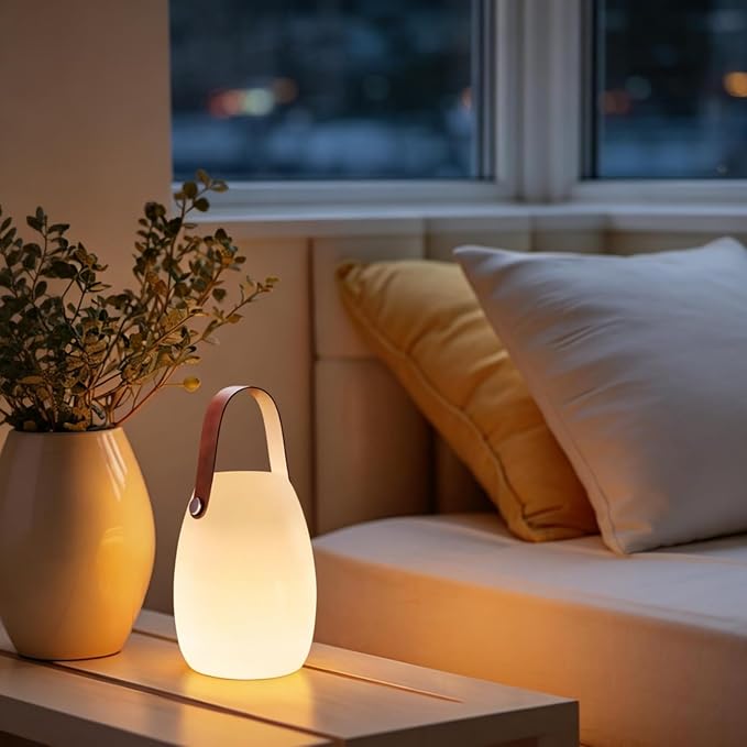 uuffoo 2 Pack Rechargeable Portable Table Lamp, Cordless RGB Lantern with Remote, Decorative LED Night Light, IP44 Waterproof Indoor Outdoor Lamp for Bedroom Patio Garden Wedding Party