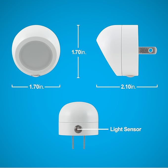 GE Rotating Plug in Night Light, Home Decor, Apartment Essentials, LED Lights for Bedroom, Ambient Lighting, Dusk to Dawn Sensor, Nightlight, Bathroom, Dorm Room, 2 Pack 31533