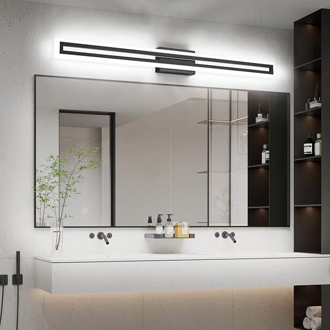 SOLFART Bathroom Light Over Mirror Bathroom Light Fixtures Vanity Lights Black Vanity Lights for Mirror Led Light Fixtures 6000K