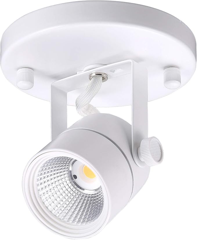 CLOUDY BAY LED Flush Mount Ceiling Spot Light,CRI90+ 8W 600lm 3000K Warm White Dimmable,Adjustable Tilt Angle Ceiling Light Fixture,White Finish