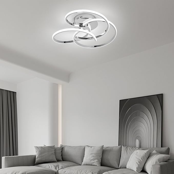CANEOE Modern Led Ceiling Light, 42W Dimmable Close to Ceiling Light Fixture with Remote Control, Flush Mount Led Ceiling Lamp for Bedroom Living Dining Room Kitchen