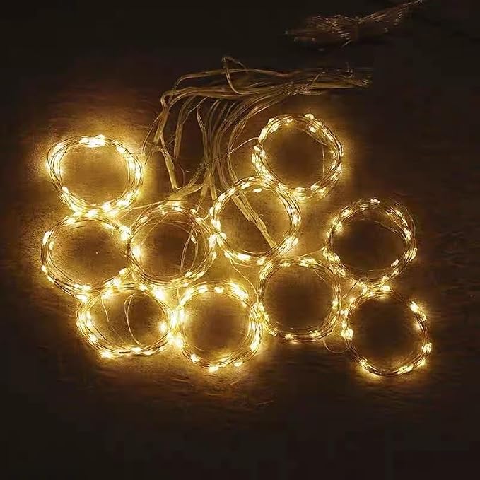 200 LED Warm White Curtain Light for Party/Wedding/Festival/Christmas,Window Blinking String Light for Bedroom/Living Room,USB Plug with 8 Modes(Battery not Included)