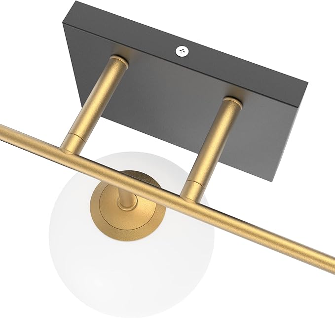 Tipace Mid Century Modern Gold 3-Lights Vanity Light Fixtures with Milky White Glass Ball Shades Industrial Vanity Lighting Over Mirror Wall Sconces for Bathroom Dressing Table Bedroom(Exclude Bulb)