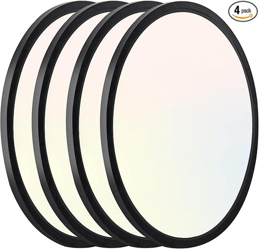 Hlite 4pack 12 inch Flush Mount LED Ceiling Light Fixture,24W 2400LM Super Slim Light Fixtures Ceiling Mount 3000K/4000K/5000K 3CCT Selectable,Light Fixtures for Kitchen,Bedroom (Black)
