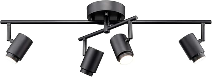 Globe Electric Walton 4-Light 29W Integrated LED Track Lighting, Matte Black, Swivel Center Bar, 1800 Lumens, 3000 Kelvin Warm White, 90 CRI