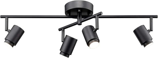 Globe Electric Walton 4-Light 29W Integrated LED Track Lighting, Matte Black, Swivel Center Bar, 1800 Lumens, 3000 Kelvin Warm White, 90 CRI