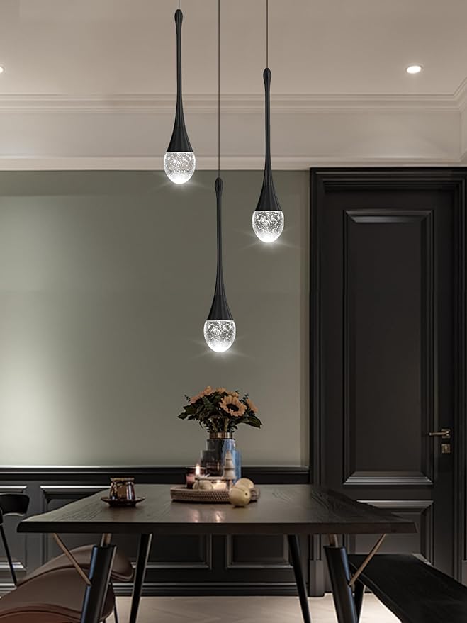 ykolupty Pendant Lights Kitchen Island 3-Lights Pendant Chandelier for Dining Room Hallway Stairwell,LED Dimmable 2700K-6000K