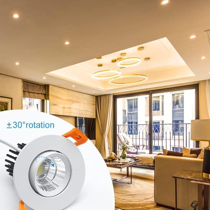 inShareplus 2 Inch LED Downlight, 3W Recessed Lighting COB Dimmable, 3000K Warm White, CRI80, Ceiling Lights with LED Driver, 20 Pack