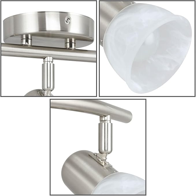 XiNBEi Lighting Track Lighting, 3 Light Wave Track Light with Glass Modern Ceiling Light Bar Brushed Nickel for Kitchen & Dining Room XB-TR1238-3-BN