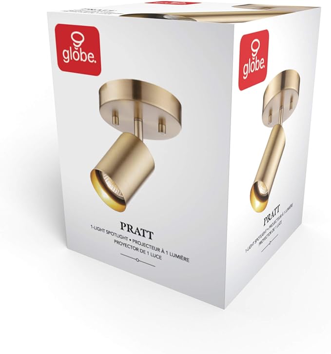 Globe Electric 1-Light Track Spotlight, Matte Brass, Pivoting Head, Dimmable, Modern Glam, 59765