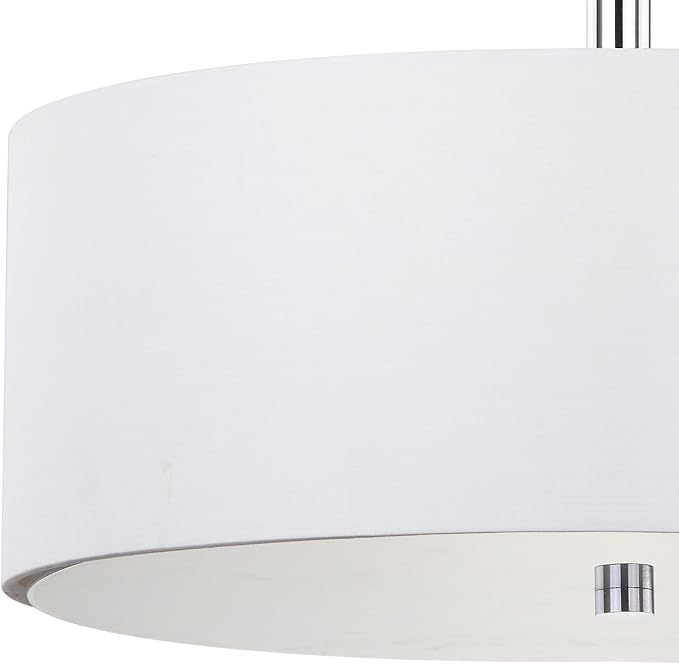 SAFAVIEH Lighting Collection Clara Chrome 16-inch Diameter Semi Flush Mount Ceiling Light Fixture (LED Bulbs Included)