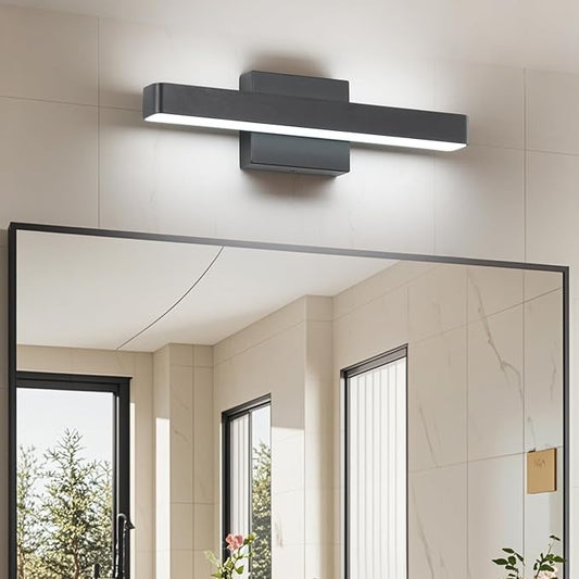 LED Modern Bathroom Vanity Light Fixtures (16-Inch, Cool White 6000K), Modern Acrylic Bathroom Wall Lighting Fixtures for Bathroom Over Mirror, Matte Black