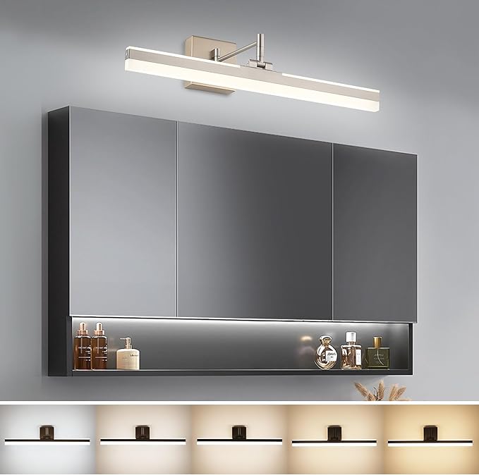 Modern LED Vanity Light Fixture,Brushed Nickel 23.6‘’ 5CCT DimmableAdjustable & Rotatable Bathroom Light Fixture Above Mirror, Wall Sconce