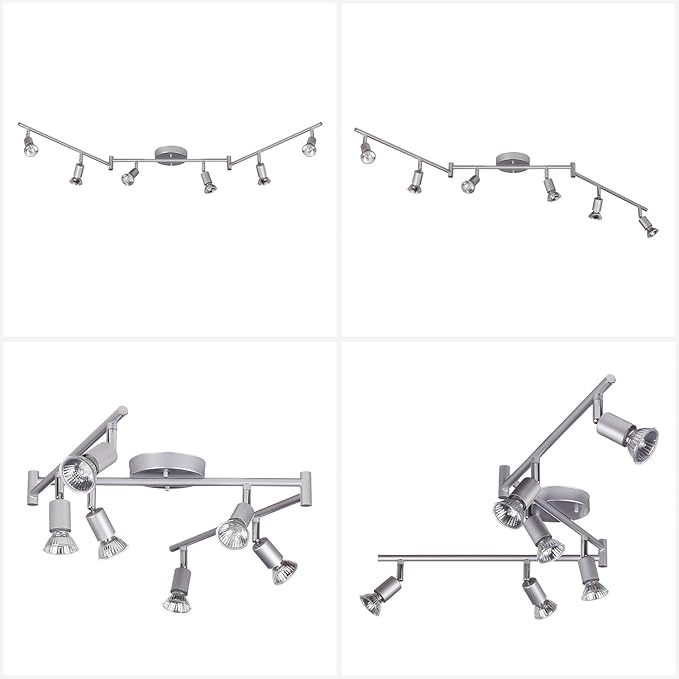 Globe Electric 59351 Payton 6-Light Foldable Track Lighting, Matte Silver