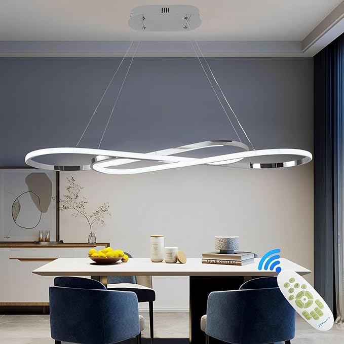 Modern Pendant Light Kitchen Island Lighting Dimmable Modern Led Chandelier for Dining Room Light Fixture Over Table with Remote,Minimalist Led Ceiling Handing Pendant Lamps