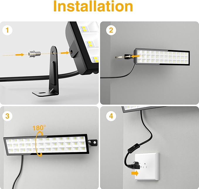 Onforu LED Shop Lights,100W 14000lm Ultra Bright LED Work Lights with Plug,6500K Daylight White Garage Light,IP66 Waterproof Lighting for Garage Warehouses Workshop(2 Pack)