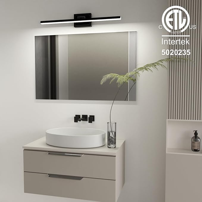 VOLISUN Modern Bathroom Vanity Light 31.5 inch, Rotatable, 18W Dimmable 5CCT Led Bathroom Light Fixture Over Mirror, Black Bar Vanity Light for Bathroom Mirror Cabinets-ETL Certificated