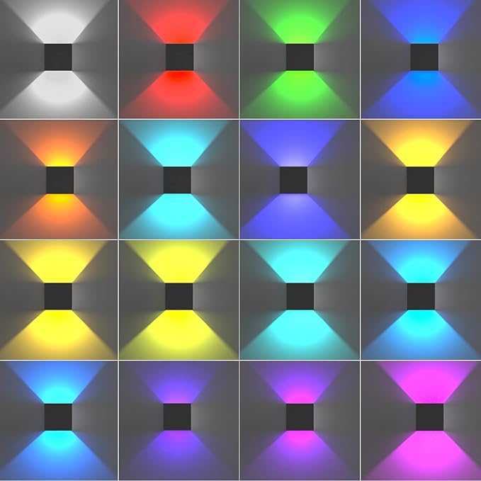 RGB Wall Sconces Set of 2, LED Lights for Room Decor 16 Colors, 6000mAh Battery Operated Wall Sconce, Rechargeable Remote Control Dimmable Cordless Wall Lights for Bedroom Living Room