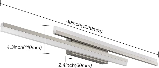 PRESDE 48 Inch Bathroom Light Fixtures Brushed Nickel Vanity Light Bar LED Modern Bath Wall Lighting Over Mirror