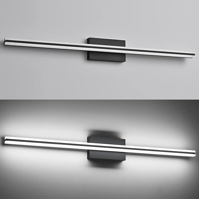 SOLFART Bathroom Lighting Fixtures Over Mirror 24W 40 Inch LED Vanity Lights for Bathroom Matt Black 6000K ND