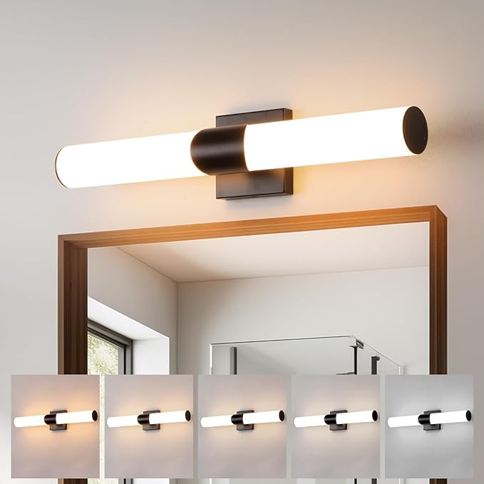 Modern Wall Sconce 22 Ihch Black Bathroom Sconces LED Wall Lighting Fixtures with Acrylic Shade Hardwired Long Vanity Lights Over Mirror for Bedroom Living Room Hallway