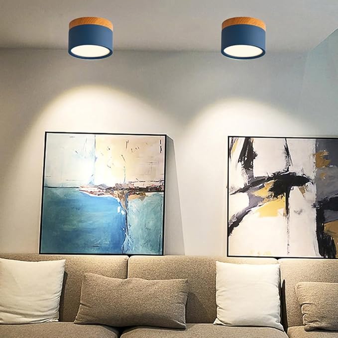 4.2-Inch Macaron Style Ceiling Light, Nordic Modern Ceiling Light Fixture, 15W LED Mini Cylinder Minimalist Close to Ceiling Lamp for Bedroom Hallway Entryway Kitchen Foyer Office