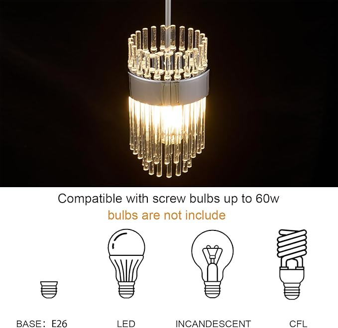 Dijiahua Chrome Pendant Lights Kitchen Island 3 Pack, Modern Hanging Kitchen Pendant Lighting Over Sink with Crystal Glass,Small Chandeliers Fixtures Adjustable Cord Hanging Lighting