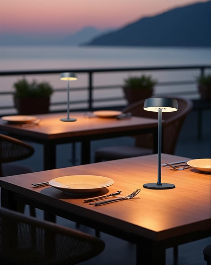 Cordless Lamp, Rechargeable Table Lamp, Battery Operated, RGB Dimmable Touch Control, 3 Color Temperatures, LED Memory Function, Portable Outdoor Waterproof, Restaurant Dining Patio Kitchen, Blue 1Pc