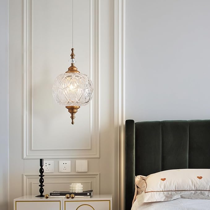 Plug in Pendant Light Fixtures Brass Vintage Pendant Lights Ceiling Pendant Fixtures for Bedroom Living Room Dining Room Kitchen Island