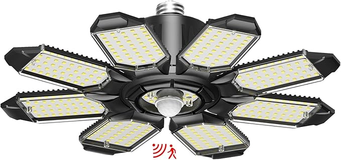 Motion Sensor Garage Light, 25000LM 250W Garage Ceiling Led Motion Activated,Motion Sensor Light Indoor with Dusk to Dawn, E26 Screw in Shop Light for Basement Barn Attic Warehouse