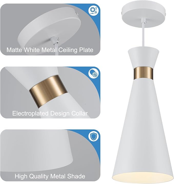 2026 New Gold White Pendant Lights Kitchen Island Lighting, 5.9" Mini Small Modern Pendant Light Fixtures 1 Pack, 13“H kitchen pendant lighting over Island Lights for Kitchen Bar Sink Dining Room
