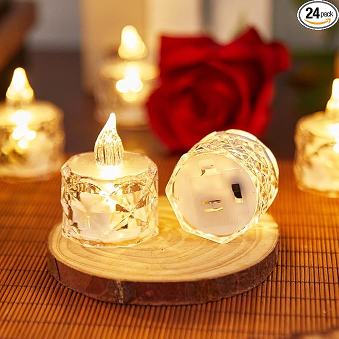 24PCS Flameless LED Candles - Battery Operated Votive Lights for Wedding Centerpieces, Holiday Tablescapes, Yoga Studios - Safe Tabletop Decor for Dinner Parties & Home Ambiance Lighting