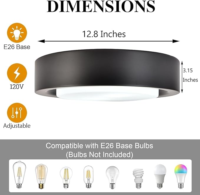 COTULIN Black Flush Mount Ceiling Light,13 Inch Matte Black Ceiling Lighting Fixture,2-Light Modern Round Metal Lamp with White Frosted Glass Shade for Hallway Bedroom Closet Outdoor