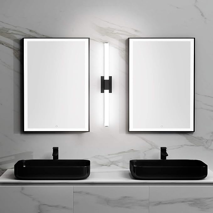 ZUZITO LED Bathroom Light fixtures 39.4in Matte Black Modern Vanity Lighting Acrylic Wall Light Bright Cool White 6000K