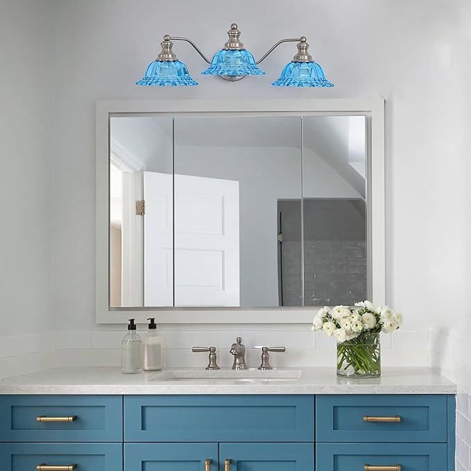 XIEDUN Brushed Nickel 3 Light Vanity Light Vintage Bathroom Vanity Light Fixture
