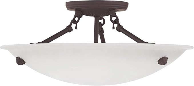 Livex Lighting 5625-07 Home Basics 3 Light Bronze Semi Flush Mount with Honey Alabaster Glass