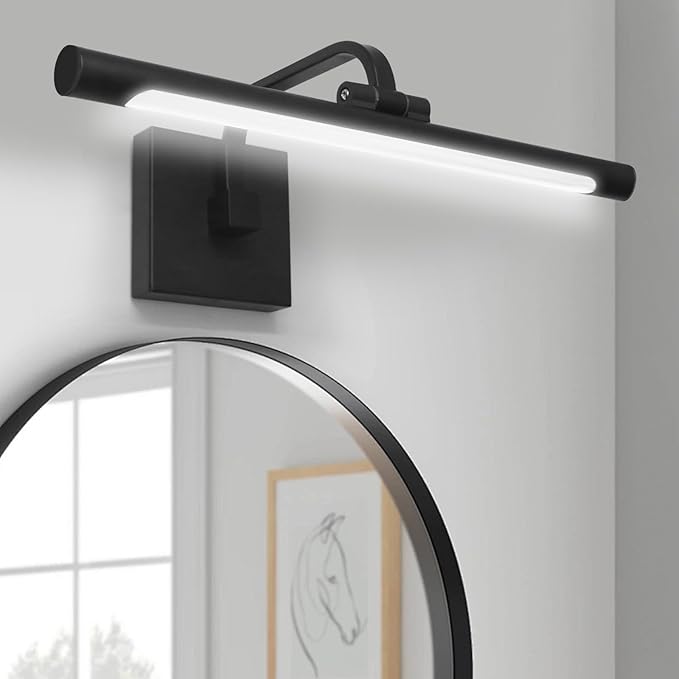 330° Rotatable LED Bathroom Vanity Light, 15.7 Inch Mirror Lighting Fixture Over Mirror，12W, 6000K, IP44 Waterproof, Black Bar Light Fixture for Bathroom.LED Bathroom Lighting
