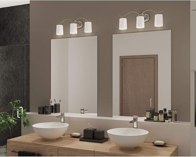 Inspire Collection 3-Light Etched Glass Traditional Bath Vanity Light Brushed Nickel