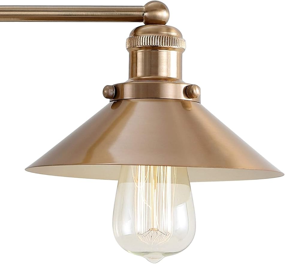 JONATHAN Y 7.8" Brass Gold 1-Light Industrial Farmhouse Metal Vanity Light Wall Sconce, Metal Shade for Bathroom Mirror, Kitchen, Entryway, LED Bulb Included (JYL7429A)