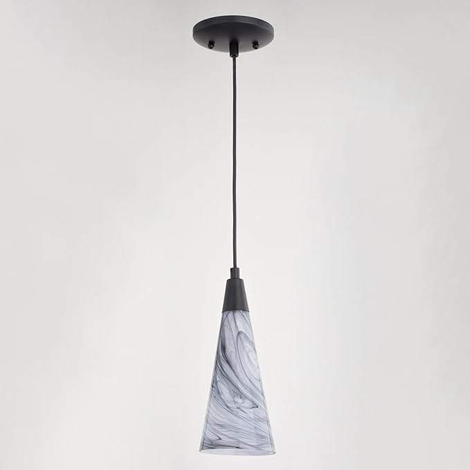VAXCEL Milano LED Compatible Matte Black Transitional Mini Pendant Ceiling Light Multi Color Art Glass