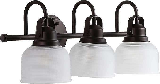 JONATHAN Y 5.75" Oil Rubbed Bronze Modern Bathroom Vanity Light, 3-Light LED Wall Sconce, Clear Glass Bell Shade for Mirror Hallway Kitchen, ETL Listed, LED Bulb Included (JYL7409C)