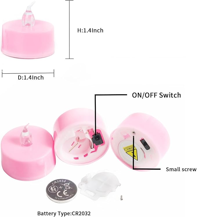 LANKER 24 Pack LED Tea Lights Candles, Steady Pink Flameless Tealights, Long Lasting Battery Operated Fake Candles, Decoration for Wedding, Halloween and Christmas (Pink - 24pcs)