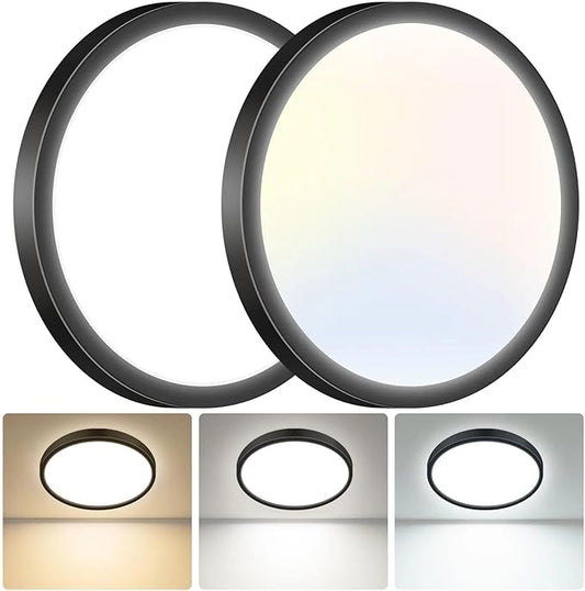 hepside 2Pack 15.8INCH Big Dimmable Flush Mount Ceiling Light Fixture Black, 3CCT 3000/4500/6000K Ceiling Lamp, 36W 3600LM Super Bright Low Profile Light for Bedroom, Kitchen, Bathroom, Hallway
