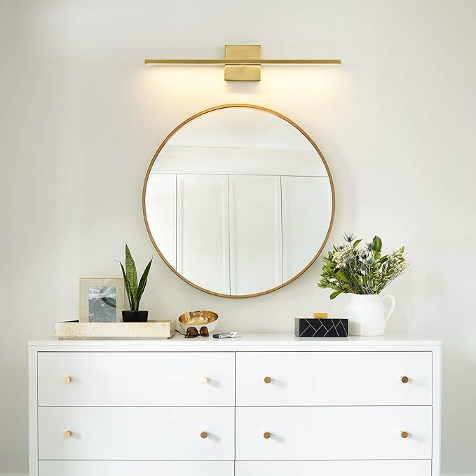 Gold Bathroom Light Fixtures Over Mirror 24 inch 18W LED Vanity Lights for Bathroom Modern Bath Sconces Wall Lighting 3500K Warm Light for Paintings