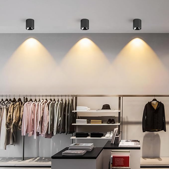 24W LED Dimmable Black Ceiling Spot Light 4.92'' Aluminum CRI90 3000KCylinder Spotlight Indoor Modern Minimalist Focus Black Ceiling Down Light Fixture for Living Room Hallway Foyer 3 Pack