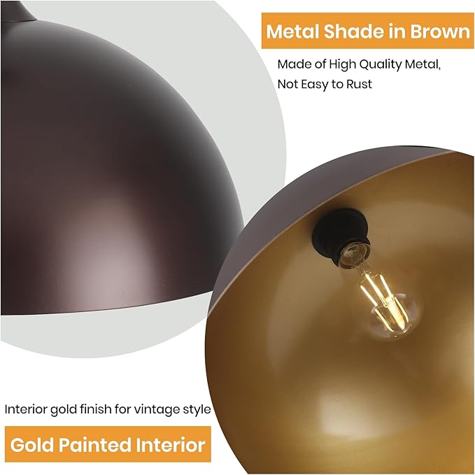 16 Inch Industrial Pendant Light, Large Dome Pendant Lights for Kitchen Island, Farmhouse Hanging Light or Dining Room Cafe Bar, Oil Rubbed Bronze Finish